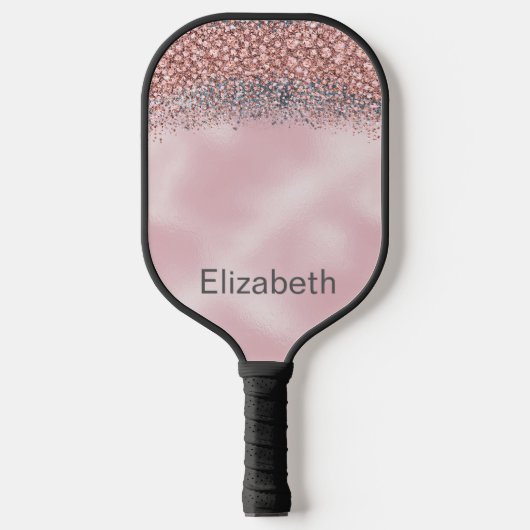 Blush Pink Jeweled Personalized Pickleball Paddle (Voorkant)