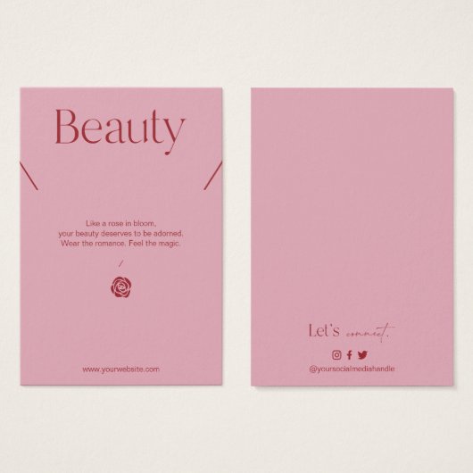 Blush Pink Jewelry Necklace Display Card Visitekaartje (Voorkant /achterkant)