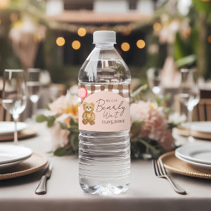 Blush Pink kan nauwelijks wachten op Teddy Bear-Ba Waterfles Etiket