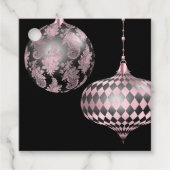 Blush Pink-kerstDamask en Harlequin Bedankjes Labels (Voorkant)
