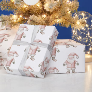 Blush Pink Kerstman Cadeaupapier