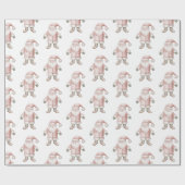 Blush Pink Kerstman Cadeaupapier (Vlak)