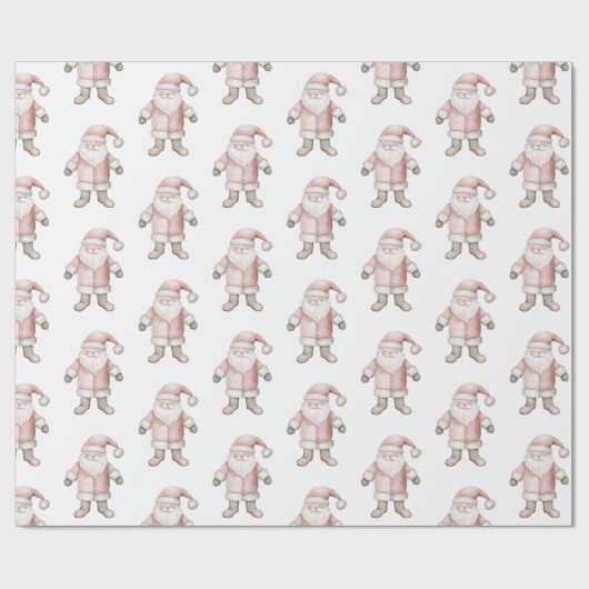 Blush Pink Kerstman Cadeaupapier (Vlak)