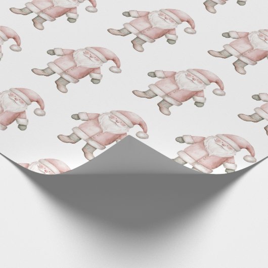 Blush Pink Kerstman Cadeaupapier (Hoek)