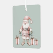 Blush Pink Kerstman Metalen Ornament (Voorkant links)