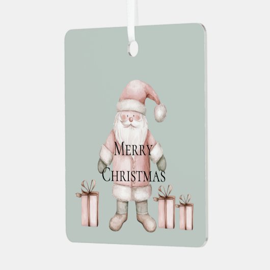 Blush Pink Kerstman Metalen Ornament (Voorkant links)