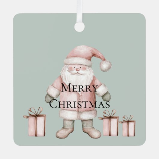 Blush Pink Kerstman Metalen Ornament (Voorkant)