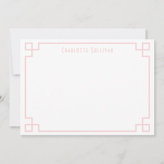 Blush Pink Key Border Gepersonaliseerde briefpapie Notitiekaartje (Voorkant)