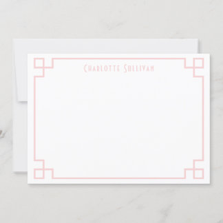 Blush Pink Key Border Gepersonaliseerde briefpapie Notitiekaartje