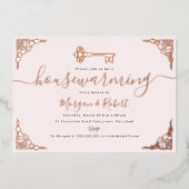 Blush Pink Key Housewarming Party Folie Uitnodiging (Voorkant)