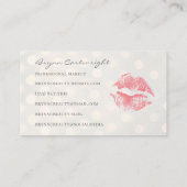 Blush Pink Kiss Lips met Golden Bokeh Stippen Make Visitekaartje (Achterkant)
