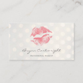Blush Pink Kiss Lips met Golden Bokeh Stippen Make Visitekaartje