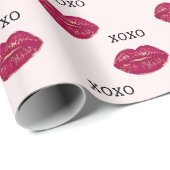 Blush Pink Kiss Red Lips XOXO Cadeaupapier (Rol Hoek)