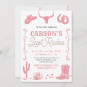 Blush Pink Laatste Rodeo Cowgirl Bachelorette Uitn Kaart (Voorkant)