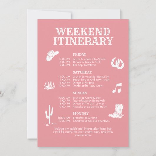 Blush Pink Laatste Rodeo Cowgirl Bachelorette Uitn Kaart (Achterkant)