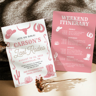 Blush Pink Laatste Rodeo Cowgirl Bachelorette Uitn Kaart