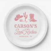 Blush Pink Laatste Rodeo Cowgirl vrijgezellenfeest Papieren Bordje (Voorkant)