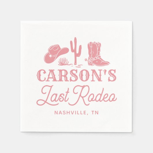 Blush Pink Laatste Rodeo Cowgirl vrijgezellenfeest Servet (Voorkant)