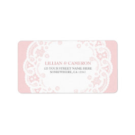 Blush Pink Lace Doily Adresetiketten Etiket