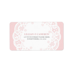 Blush Pink Lace Doily Adresetiketten Etiket