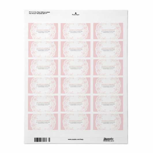 Blush Pink Lace Doily Adresetiketten Etiket (Full Sheet)
