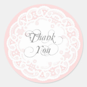 Blush Pink Lace Doily Dank u Stickers