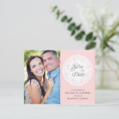 Blush Pink Lace Doily Save the Date Briefkaart (Staand voorkant)