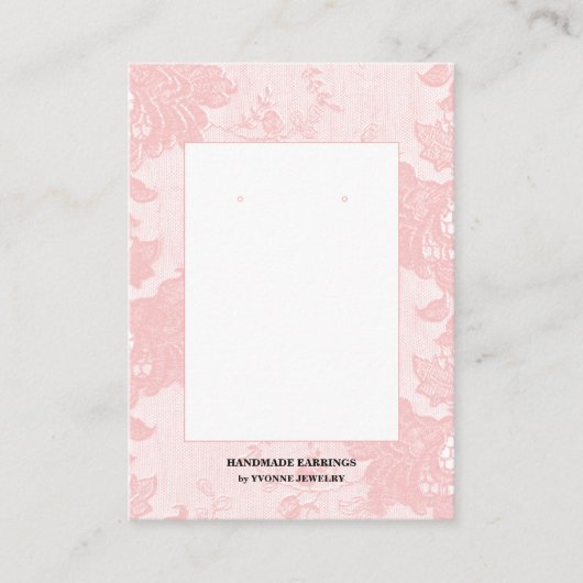 Blush Pink Lace Earring Display  Business Card Visitekaartje (Voorkant)