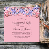 Blush Pink Lavender Floral Engagement Party Kaart