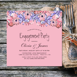 Blush Pink Lavender Floral Engagement Party Kaart