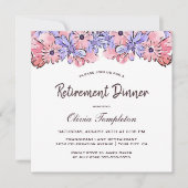Blush Pink Lavender Floral Retirement Dinner Kaart (Voorkant)
