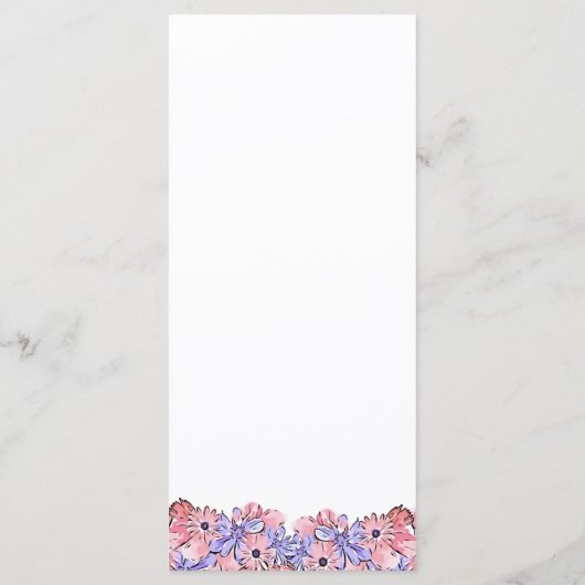 Blush Pink Lavender Floral Wedding Menu (Achterkant)