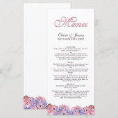 Blush Pink Lavender Floral Wedding Menu (Voorkant / Achterkant)