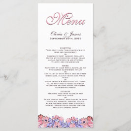 Blush Pink Lavender Floral Wedding Menu