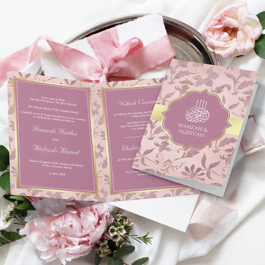 Blush Pink Lavender Gold Floral Muslim Weddenschap
