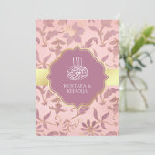 Blush Pink Lavender Gold Floral Muslim Weddenschap Kaart (Staand voorkant)