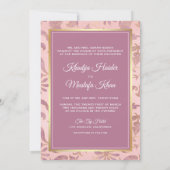 Blush Pink Lavender Gold Floral Muslim Weddenschap Kaart (Achterkant)