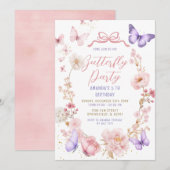 Blush Pink Lavender Purple Butterflies Birthday  Kaart (Voorkant / Achterkant)