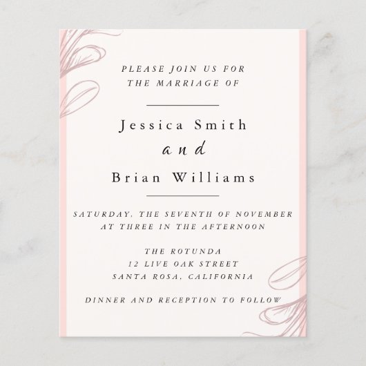 Blush Pink Leaf Wedding Flyer (Voorkant)