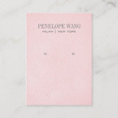 Blush Pink Leather Look Sieraden Oorbel display Visitekaartje (Voorkant)