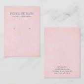 Blush Pink Leather Look Sieraden Oorbel display Visitekaartje (Voorkant / Achterkant)