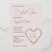 Blush Pink Leaves Heart Vrijgezellenfeest Folie Uitnodiging (Voorkant)