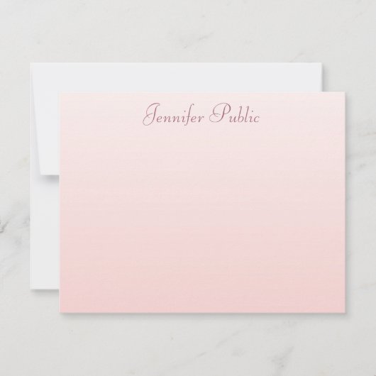 Blush Pink legant hand Script Name Text Simple Notitiekaartje (Voorkant)