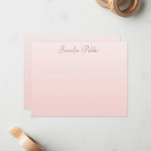 Blush Pink legant hand Script Name Text Simple Notitiekaartje (Voorkant / Achterkant in situ)