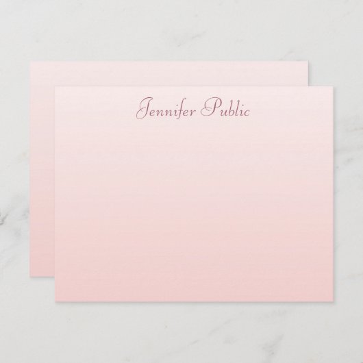 Blush Pink legant hand Script Name Text Simple Notitiekaartje (Voorkant / Achterkant)