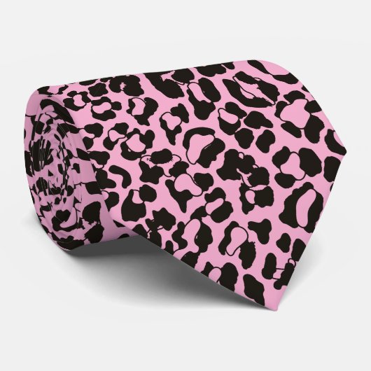 Blush Pink Leopard Animal Print Stropdas (Opgerold)