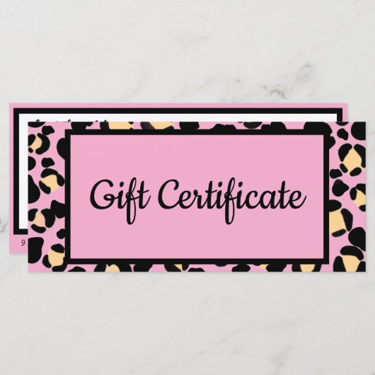 Blush Pink Leopard Lash Beauty Cadeaubon (Voorkant / Achterkant)