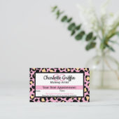 Blush Pink Leopard Print Lash & Make-up Afspraak Visitekaartje (Staand voorkant)