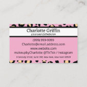 Blush Pink Leopard Print Lash & Make-up Afspraak Visitekaartje (Achterkant)