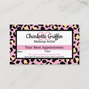 Blush Pink Leopard Print Lash & Make-up Afspraak Visitekaartje
